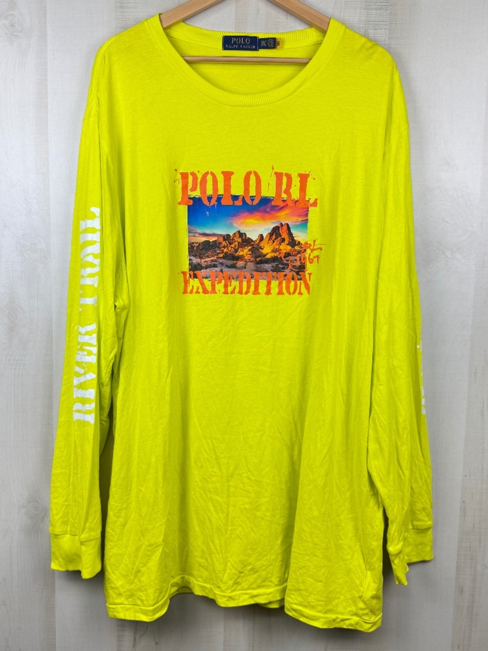 NWOT Polo Ralph Lauren Men’s Long Sleeve T-Shirt Expedition Laser Yellow 2XLT